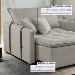 Poltrona Cama 110cm Detroid Yescasa Linho  - 8