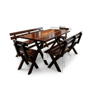 Ver imagem 3 de Mesa para Área Externa e 4 Bancos com Encosto Kit Churrasco Yescasa Imbuia Marrom