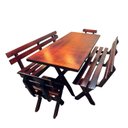 Ver imagem 5 de Mesa para Área Externa e 4 Bancos com Encosto Kit Churrasco Yescasa Imbuia Marrom