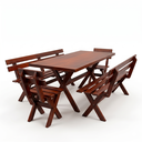 Ver imagem 2 de Mesa para Área Externa e 4 Bancos com Encosto Kit Churrasco Yescasa Imbuia Marrom