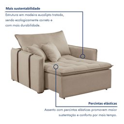 Poltrona Cama 110cm Detroid Yescasa Linho  - 5