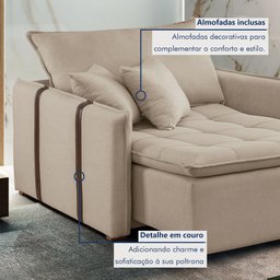 Poltrona Cama 110cm Detroid Yescasa Linho  - 8