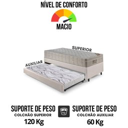 Bicama Box Solteiro Corino Linho 88x188x28 cm com Colchão Airtech Ortobom Molas Ensacadas - 6