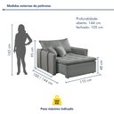 Ver imagem 3 de Poltrona Cama em Linho Cinza Detroid 110cm Yescasa