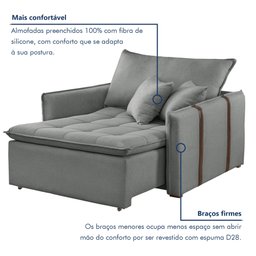 Poltrona Cama 110cm Detroid Yescasa Linho  - 6