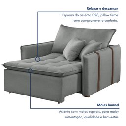 Poltrona Cama 110cm Detroid Yescasa Linho  - 7