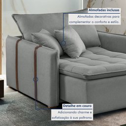 Poltrona Cama 110cm Detroid Yescasa Linho  - 8