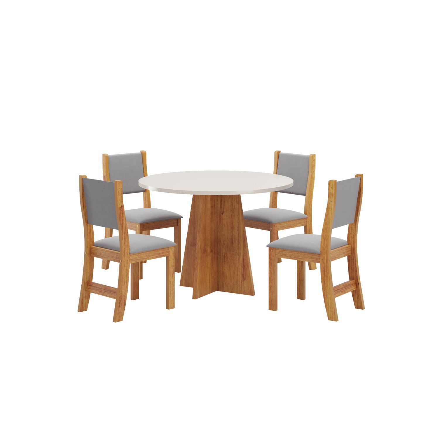 Conjunto Sala de Jantar Mesa Chilli 90cm Tampo Redondo com 4 Cadeiras Sol  - 2