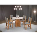 Ver imagem 1 de Conjunto Sala de Jantar Mesa Chilli 90cm Tampo Redondo com 4 Cadeiras Sol Bege/Mel/Blonde/Cinza