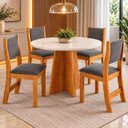 Ver imagem 1 de Conjunto Sala de Jantar Mesa Chilli 90cm Tampo Redondo com 4 Cadeiras Sol Bege/Mel/Blonde/Cinza