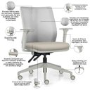 Ver imagem 2 de Cadeira de Escritório Giratória Diretor Flow F02 Base Cinza Sintético Bege - Lyam Decor