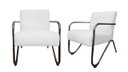 Ver imagem 1 de Kit 2 Poltronas Decorativa Bela Couro Branco Braço Cromado Ms Decor
