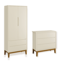 Ver imagem 1 de Quarto de Bebê Guarda Roupa Classic + Cômoda 3 Gavetas Madeira Areia Fosco