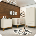 Ver imagem 2 de Quarto de Bebê Guarda Roupa Classic + Cômoda 3 Gavetas Madeira Areia Fosco