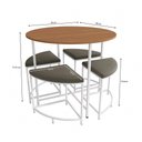 Ver imagem 2 de Mesa Redonda com 4 Bancos Estofados Kappesberg Canela/Branco