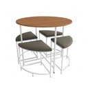 Ver imagem 1 de Mesa Redonda com 4 Bancos Estofados Kappesberg Canela/Branco