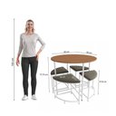 Ver imagem 5 de Mesa Redonda com 4 Bancos Estofados Kappesberg Canela/Branco