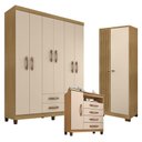 Ver imagem 1 de Guarda Roupa Casal Modena com 6 Portas com Cômoda Sapateira Cannes e Armário Multiuso Versatile Carv