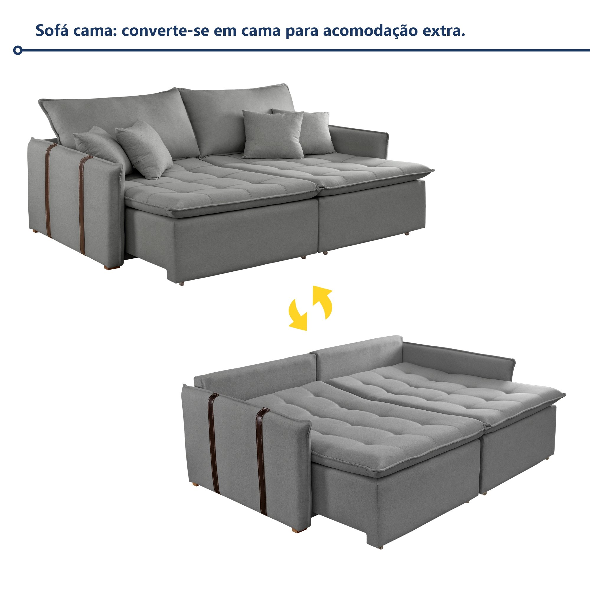 Sofá Cama 200cm Detroid Yescasa Linho  - 2