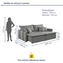Ver imagem 3 de Sofá Cama 3 Lugares Retrátil 200cm Detroid Yescasa Linho Cinza