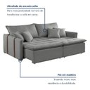 Ver imagem 5 de Sofá Cama Retrátil e Reclinável 3 Lugares Linho Cinza Detroid 200cm Yescasa