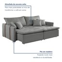 Ver imagem 5 de Sofá Cama 3 Lugares Retrátil 200cm Detroid Yescasa Linho Cinza