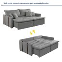 Ver imagem 4 de Sofá Cama Retrátil e Reclinável 3 Lugares Linho Cinza Detroid 200cm Yescasa