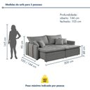 Ver imagem 3 de Sofá Cama Retrátil e Reclinável 3 Lugares Linho Cinza Detroid 200cm Yescasa