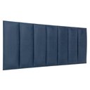 Ver imagem 1 de Cabeceira Casal Veludo Azul Placa Modulada Estofada Ripada Adesiva