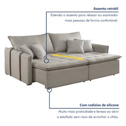 Sofá Cama 200cm Detroid Yescasa Linho  - 4