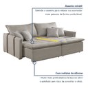 Ver imagem 5 de Sofá Cama Retrátil e Reclinável 3 Lugares Linho Gelo Detroid 200cm Yescasa