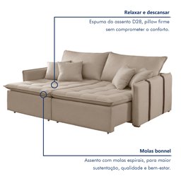 Sofá Cama 200cm Detroid Yescasa Linho  - 7