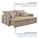 Ver imagem 5 de Sofá Cama 3 Lugares Retrátil 200cm Detroid Yescasa Linho Bege 