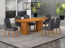 Ver imagem 7 de Conjunto Sala de Jantar Ísis 180cm com 6 Cadeiras Tampo Orgânico s/ Vidro Cinamomo Cinamomo/Linho Ch
