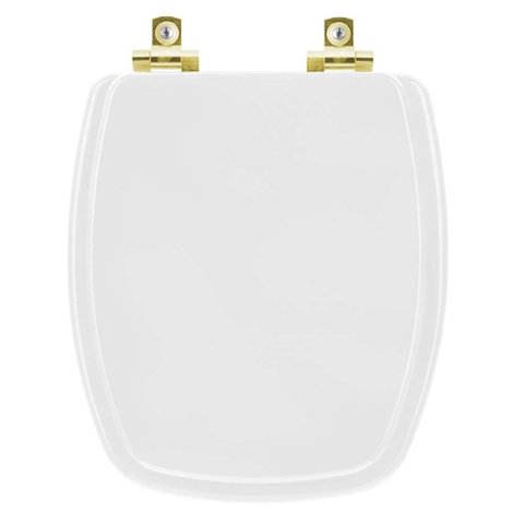Assento Sanitário com Amortecedor Stylus Branco para Vaso Celite com Ferragem Dourada