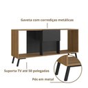 Ver imagem 5 de Rack Multiuso para Sala com Pés em Aço e 1 Gaveta 1,36 M Cor:preto com Mel