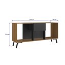 Ver imagem 4 de Rack Multiuso para Sala com Pés em Aço e 1 Gaveta 1,36 M Cor:preto com Mel