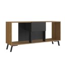 Ver imagem 6 de Rack Multiuso para Sala com Pés em Aço e 1 Gaveta 1,36 M Cor:preto com Mel