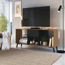 Ver imagem 1 de Rack Multiuso para Sala com Pés em Aço e 1 Gaveta 1,36 M Cor:preto com Mel