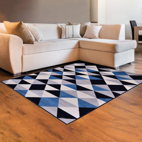 Tapete Retangular Grande Losango 250x200 Cm Quarto Sala Reinassance Verona Veludo Preto - Clicklar
