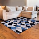 Ver imagem 1 de Tapete Retangular Grande Losango 250x200 Cm Quarto Sala Reinassance Verona Veludo Preto - Clicklar