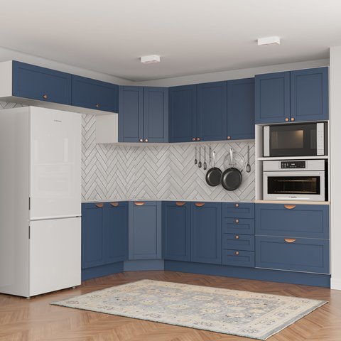 Cozinha Modulada 8 Peças 4 Aéreos 3 Balcões e Torre Quente Arizona CabeCasa MadeiraOriginals Azul/Branco