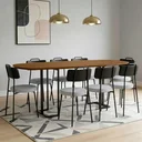 Ver imagem 3 de Mesa de Jantar 8 Lugares Retangular Orgânico 200cm Pés Industrial Alina N01 Cinamomo Preto - Lyam