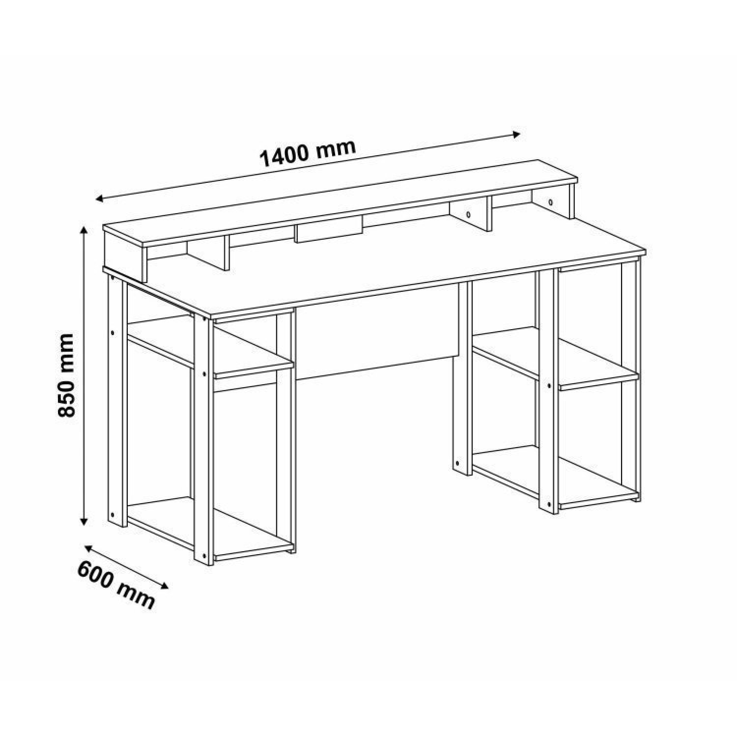 Escrivaninha 140cm com Estante 4 Prateleiras 1 Porta Espresso Móveis - 3