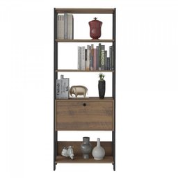 Escrivaninha 140cm com Estante 4 Prateleiras 1 Porta Espresso Móveis - 6