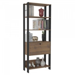 Escrivaninha 140cm com Estante 4 Prateleiras 1 Porta Espresso Móveis - 7