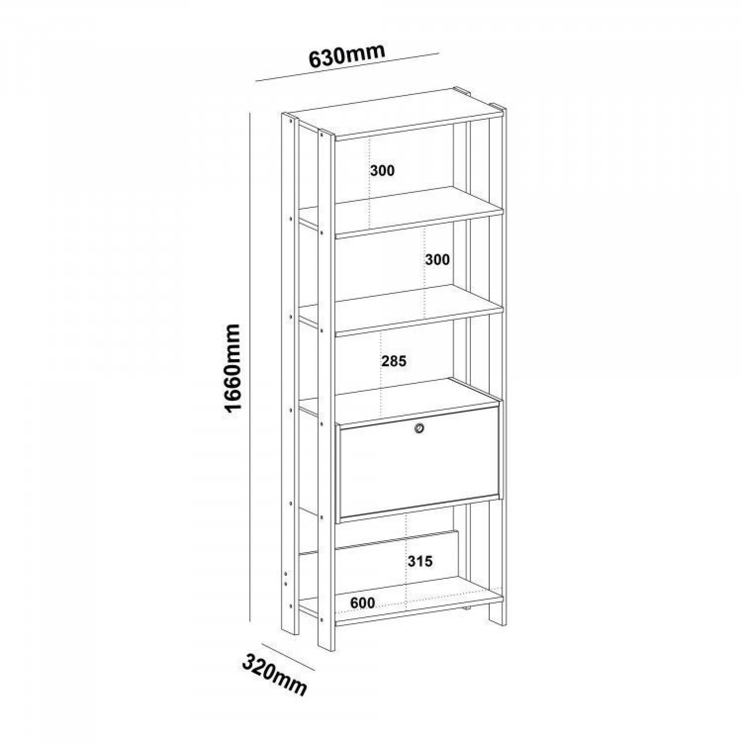 Escrivaninha 140cm com Estante 4 Prateleiras 1 Porta Espresso Móveis - 2