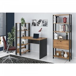 Escrivaninha 140cm com Estante 4 Prateleiras 1 Porta Espresso Móveis - 16
