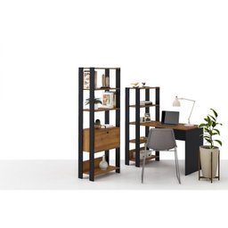 Escrivaninha 140cm com Estante 4 Prateleiras 1 Porta Espresso Móveis - 17