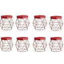 Ver imagem 1 de Kit 8 Puffs decorativos aramado Vanessa-corino vermelho